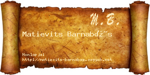 Matievits Barnabás névjegykártya